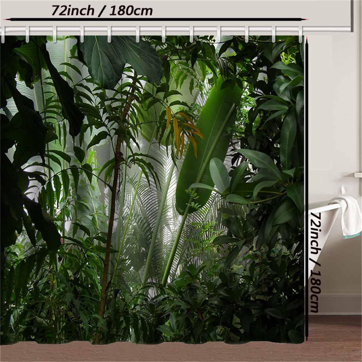 Tropical Botanical Shower Curtain Set with Bath Mat