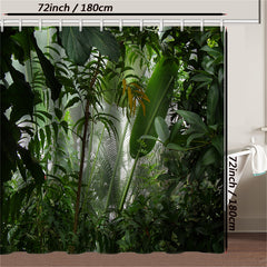 Tropical Botanical Shower Curtain Set with Bath Mat