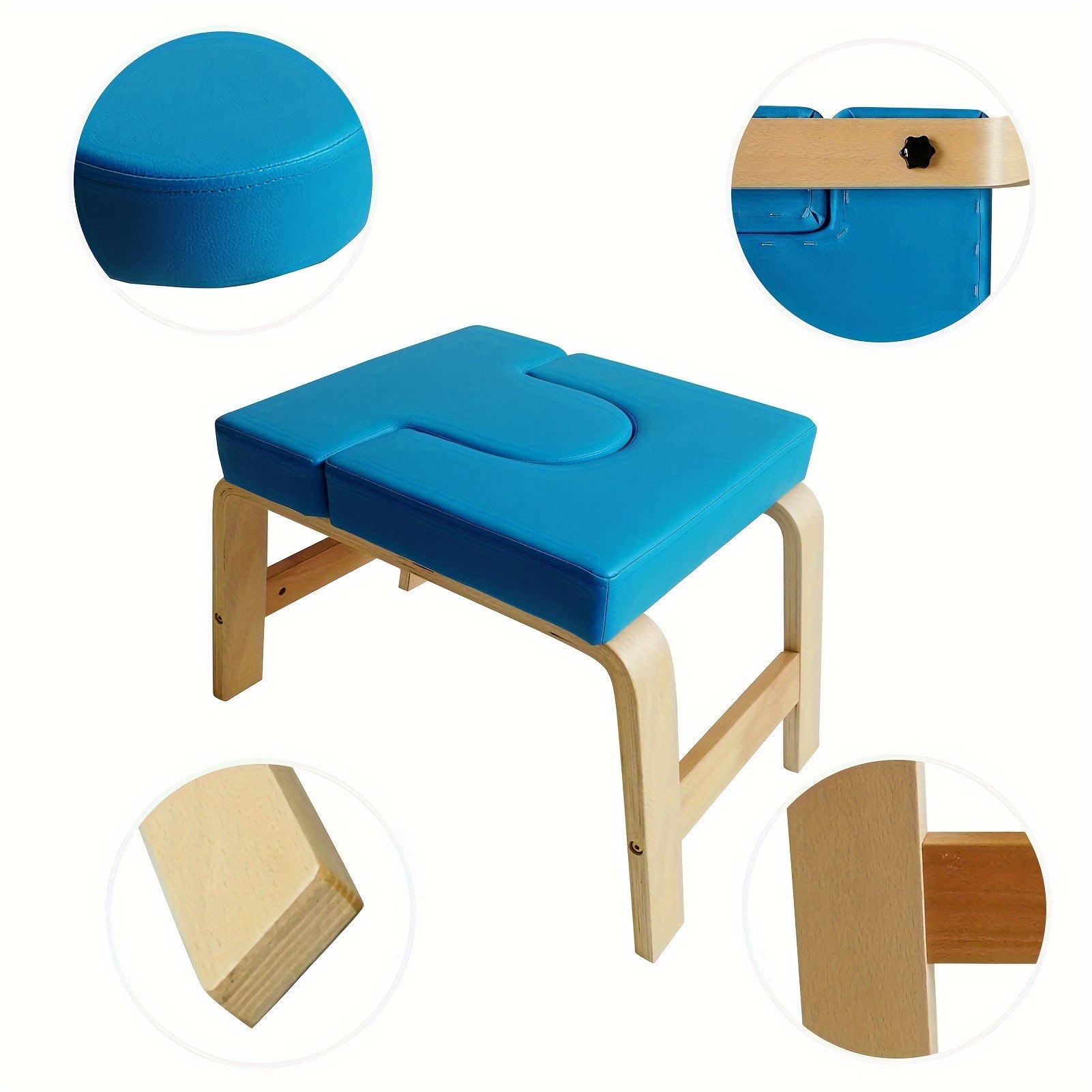 Wooden Portable Yoga Headstand Chair with PU Pad