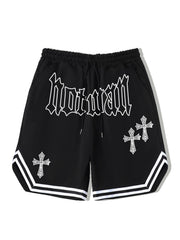 Cross Pattern Stripe Comfy Shorts Men's Casual Solid Stretch Shorts