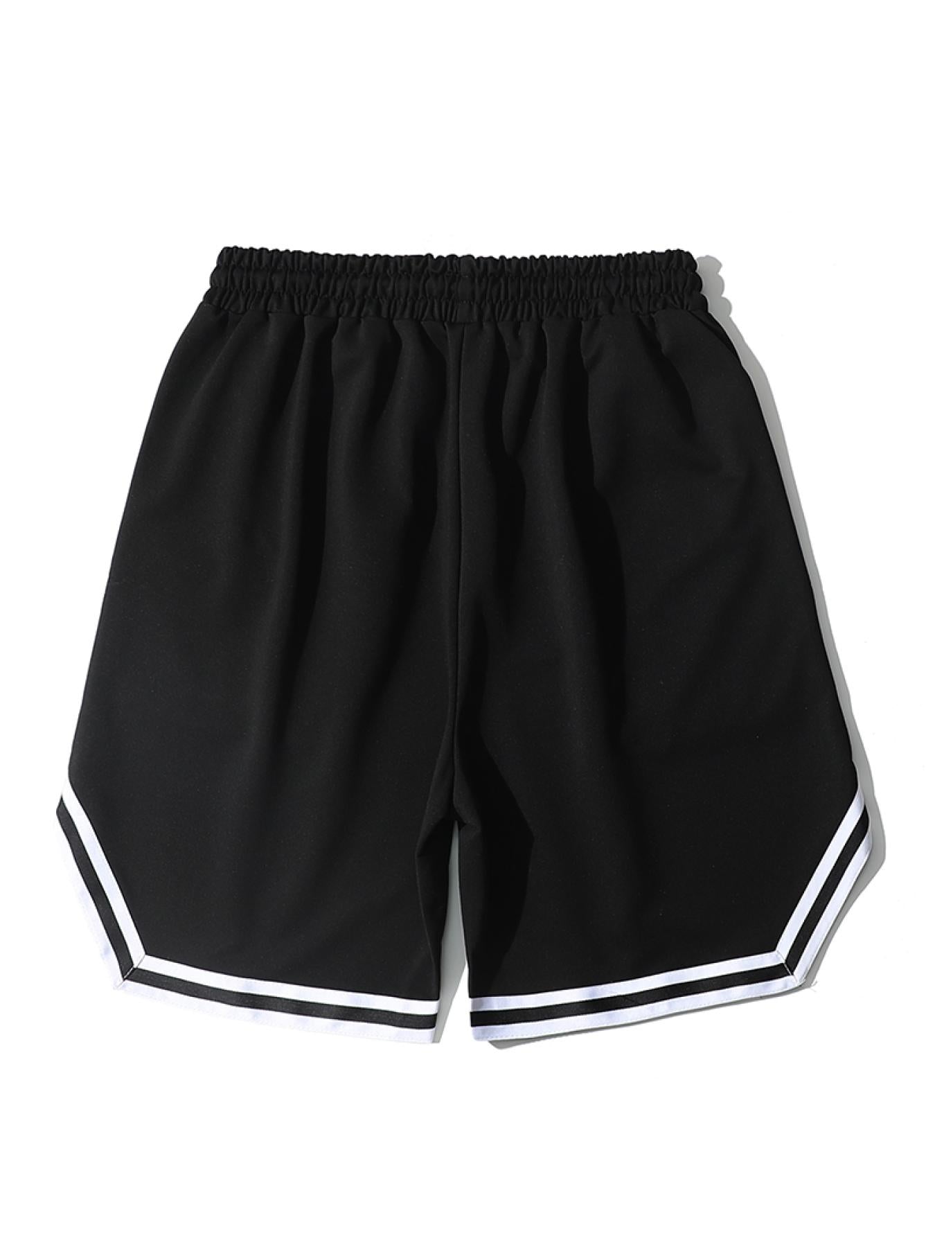 Cross Pattern Stripe Comfy Shorts Men's Casual Solid Stretch Shorts