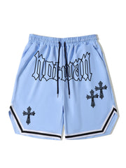 Cross Pattern Stripe Comfy Shorts Men's Casual Solid Stretch Shorts