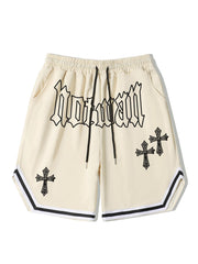 Cross Pattern Stripe Comfy Shorts Men's Casual Solid Stretch Shorts