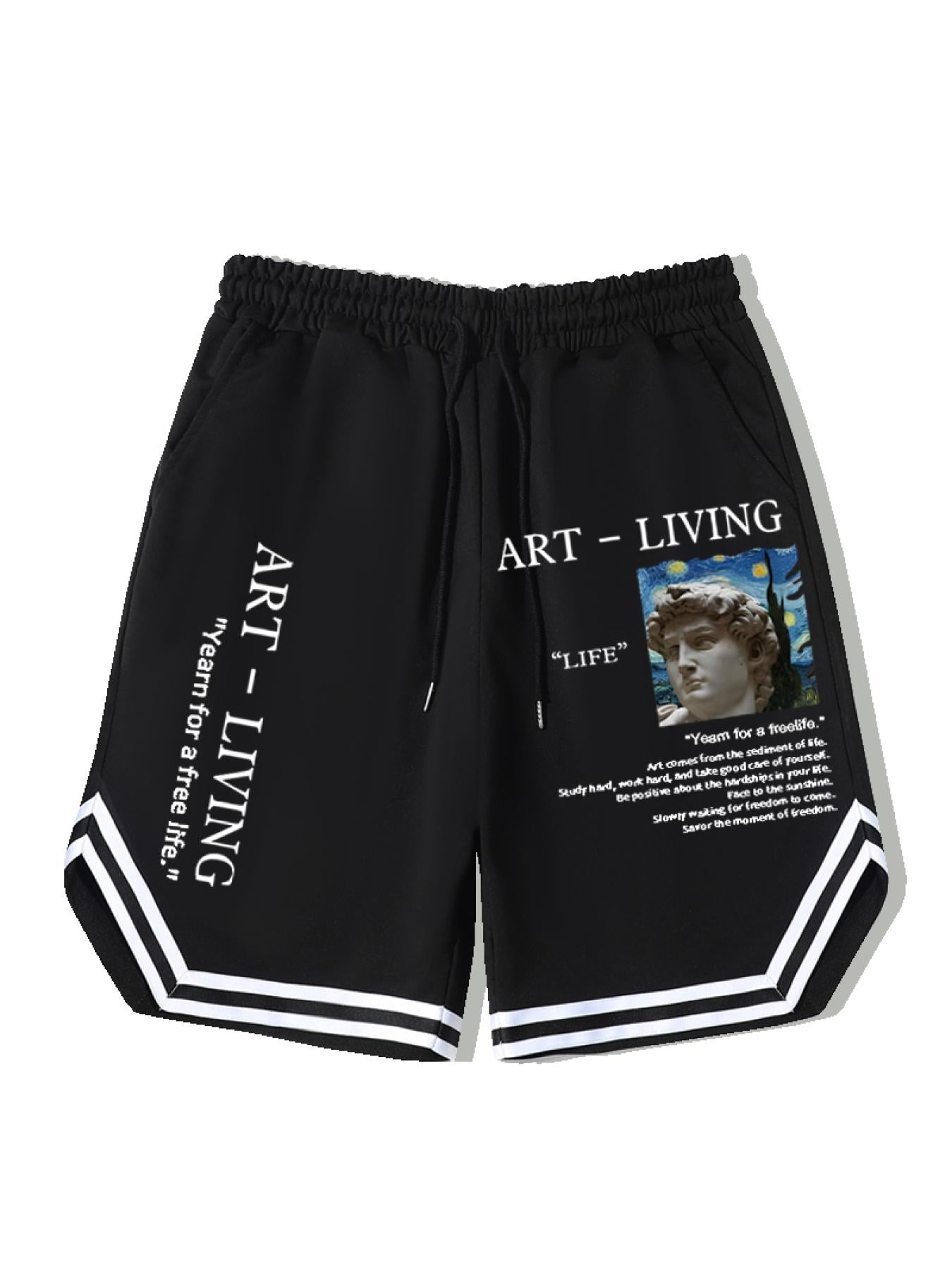 Stripe Comfy Shorts Men's Elastic Waist Drawstring Shorts