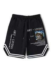 Stripe Comfy Shorts Men's Elastic Waist Drawstring Shorts