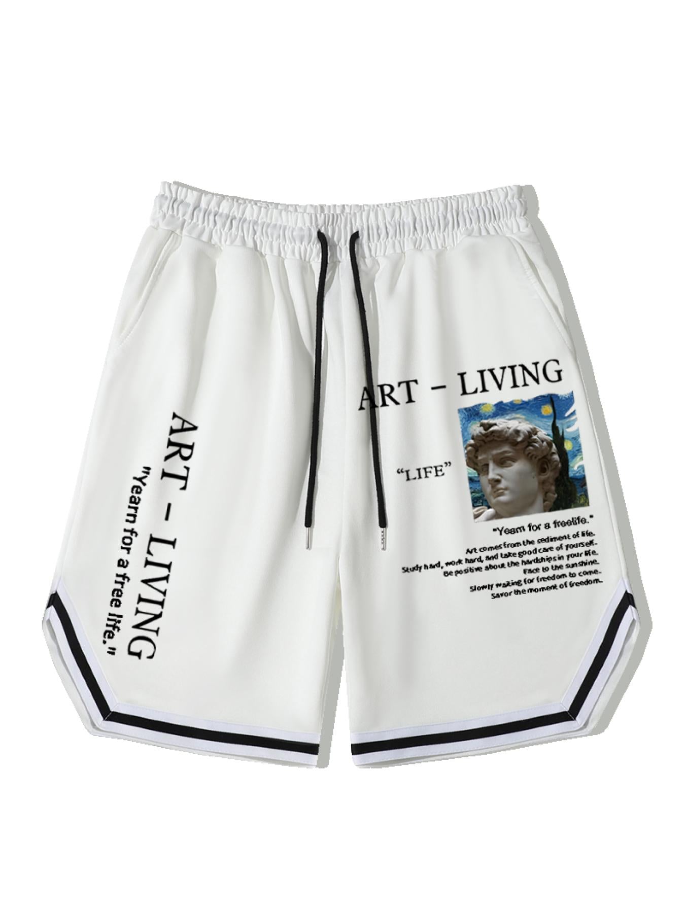 Stripe Comfy Shorts Men's Elastic Waist Drawstring Shorts