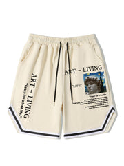 Stripe Comfy Shorts Men's Elastic Waist Drawstring Shorts