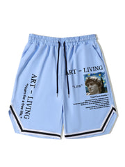 Stripe Comfy Shorts Men's Elastic Waist Drawstring Shorts