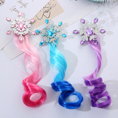 Kids Colorful Wig Hairpin Snow Princess Gradient Long Curly Hair