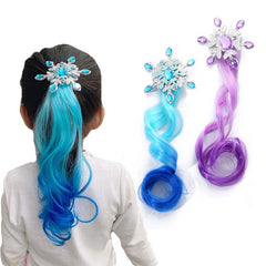 Kids Colorful Wig Hairpin Snow Princess Gradient Long Curly Hair