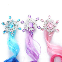 Kids Colorful Wig Hairpin Snow Princess Gradient Long Curly Hair
