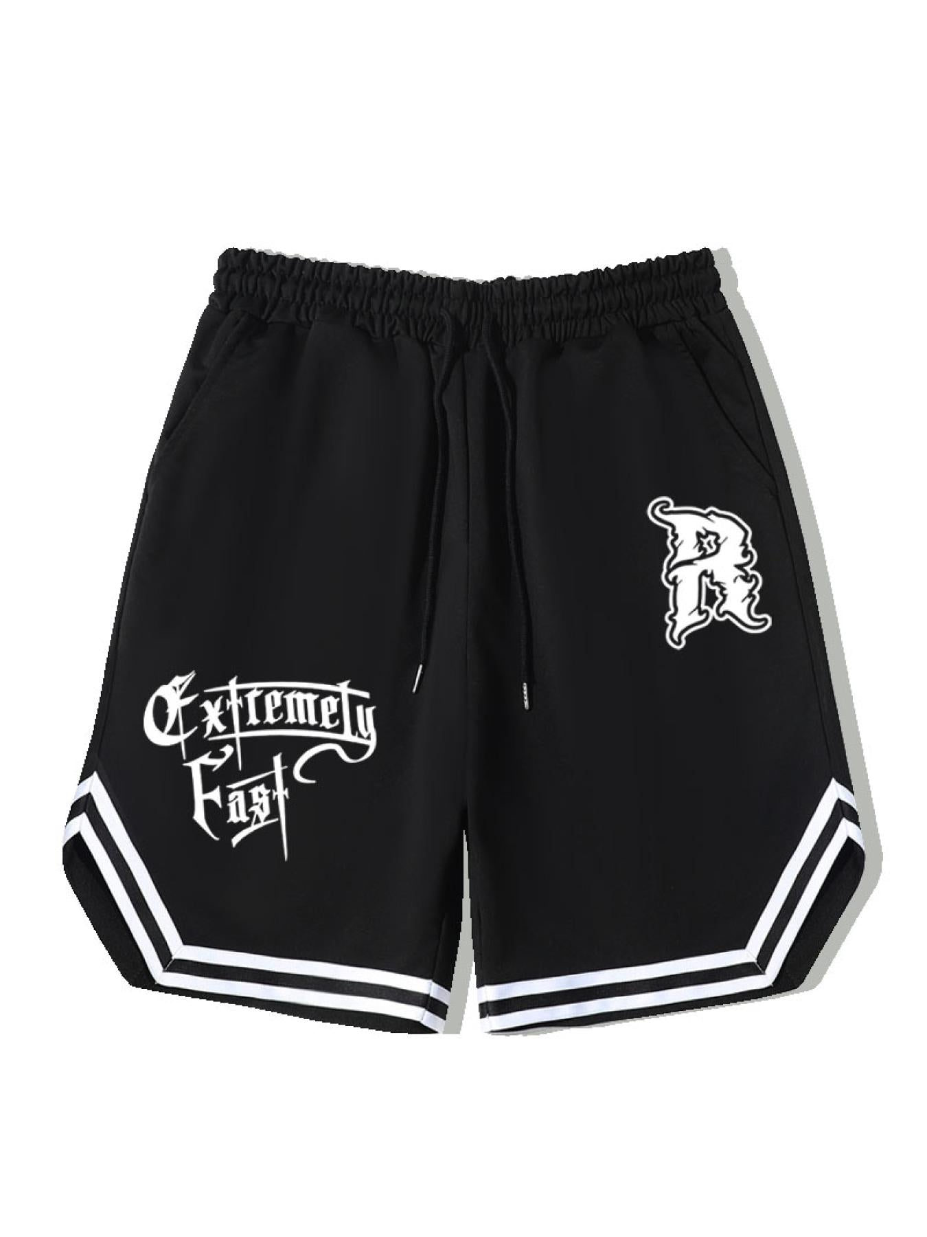 Fast Stripe Comfy Men's Shorts Elastic Waist Drawstring