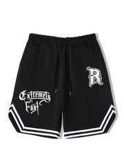 Fast Stripe Comfy Men's Shorts Elastic Waist Drawstring