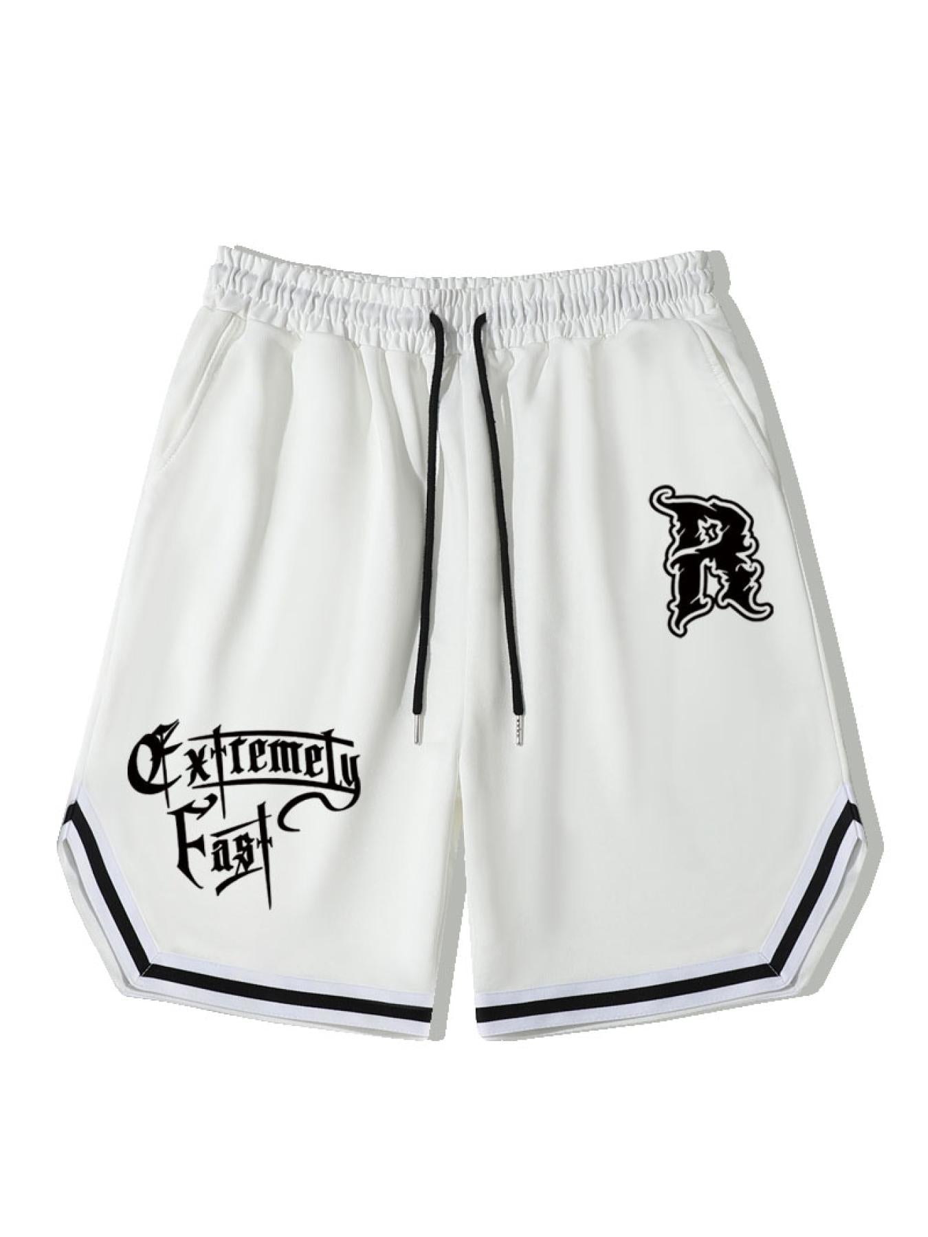 Fast Stripe Comfy Men's Shorts Elastic Waist Drawstring