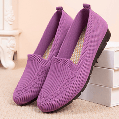 Women's Knit Flat Shoes Soft Sole Slip On Comfortable Walking Flats
