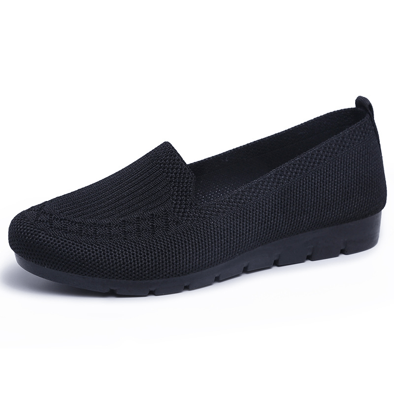 Women's Knit Flat Shoes Soft Sole Slip On Comfortable Walking Flats