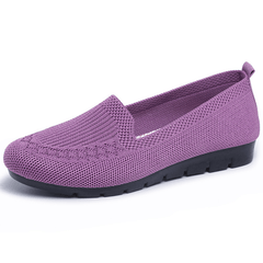 Women's Knit Flat Shoes Soft Sole Slip On Comfortable Walking Flats