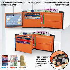 Men's RFID Leather Wallet Slim Card Slot Coin Pocket Money Clip