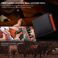 Men's RFID Leather Wallet Slim Card Slot Coin Pocket Money Clip