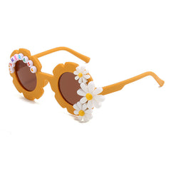 Flower Men's Sunglasses with English Letters & Glasses Case