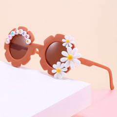 Flower Men's Sunglasses with English Letters & Glasses Case