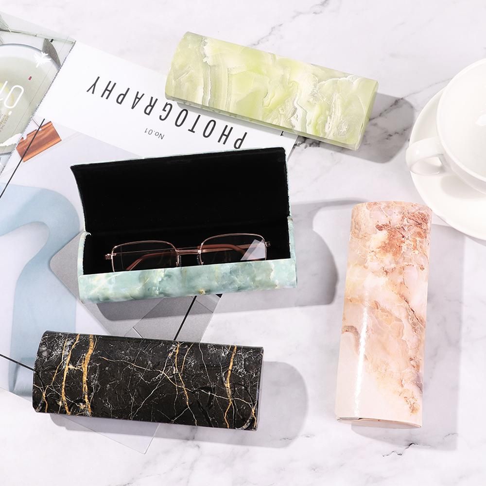 Marble Pattern Magnetic Glasses Case Waterproof PU Portable