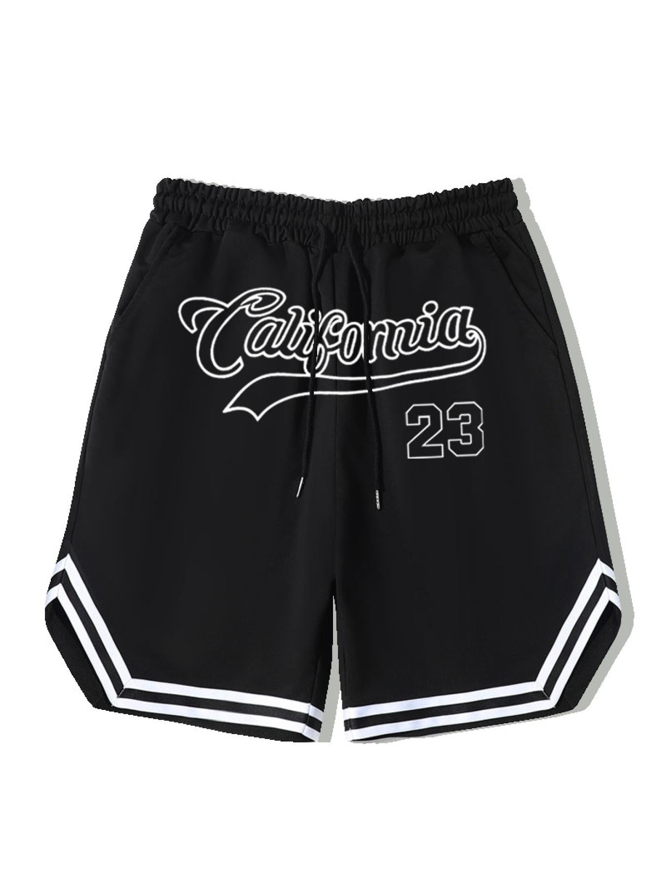 California 58 Solid Stripe Shorts Men's Comfy Elastic Waist Drawstring Shorts
