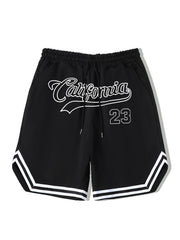 California 58 Solid Stripe Shorts Men's Comfy Elastic Waist Drawstring Shorts