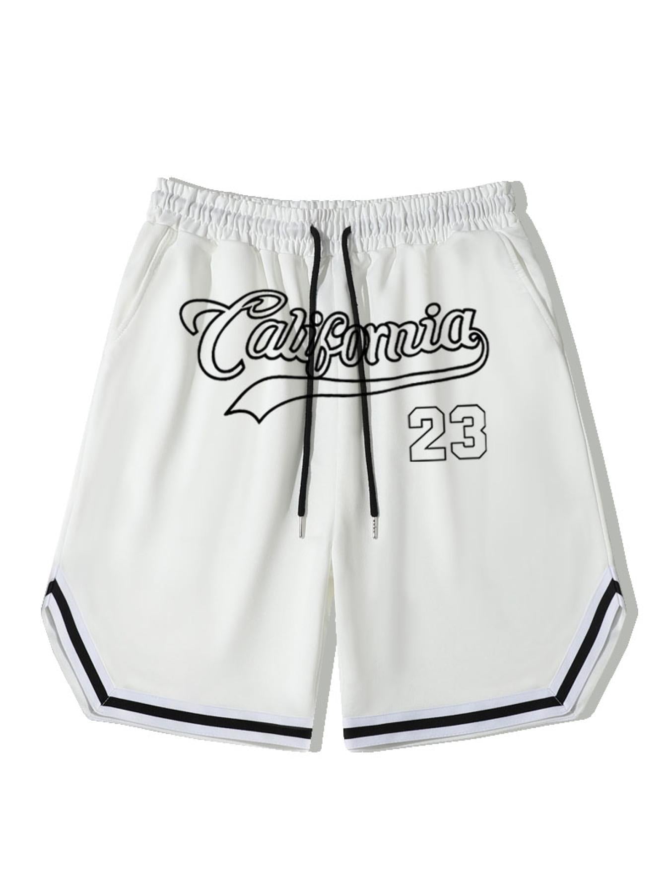 California 58 Solid Stripe Shorts Men's Comfy Elastic Waist Drawstring Shorts