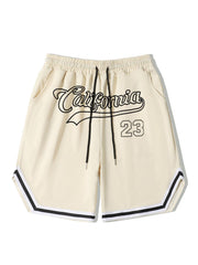 California 58 Solid Stripe Shorts Men's Comfy Elastic Waist Drawstring Shorts