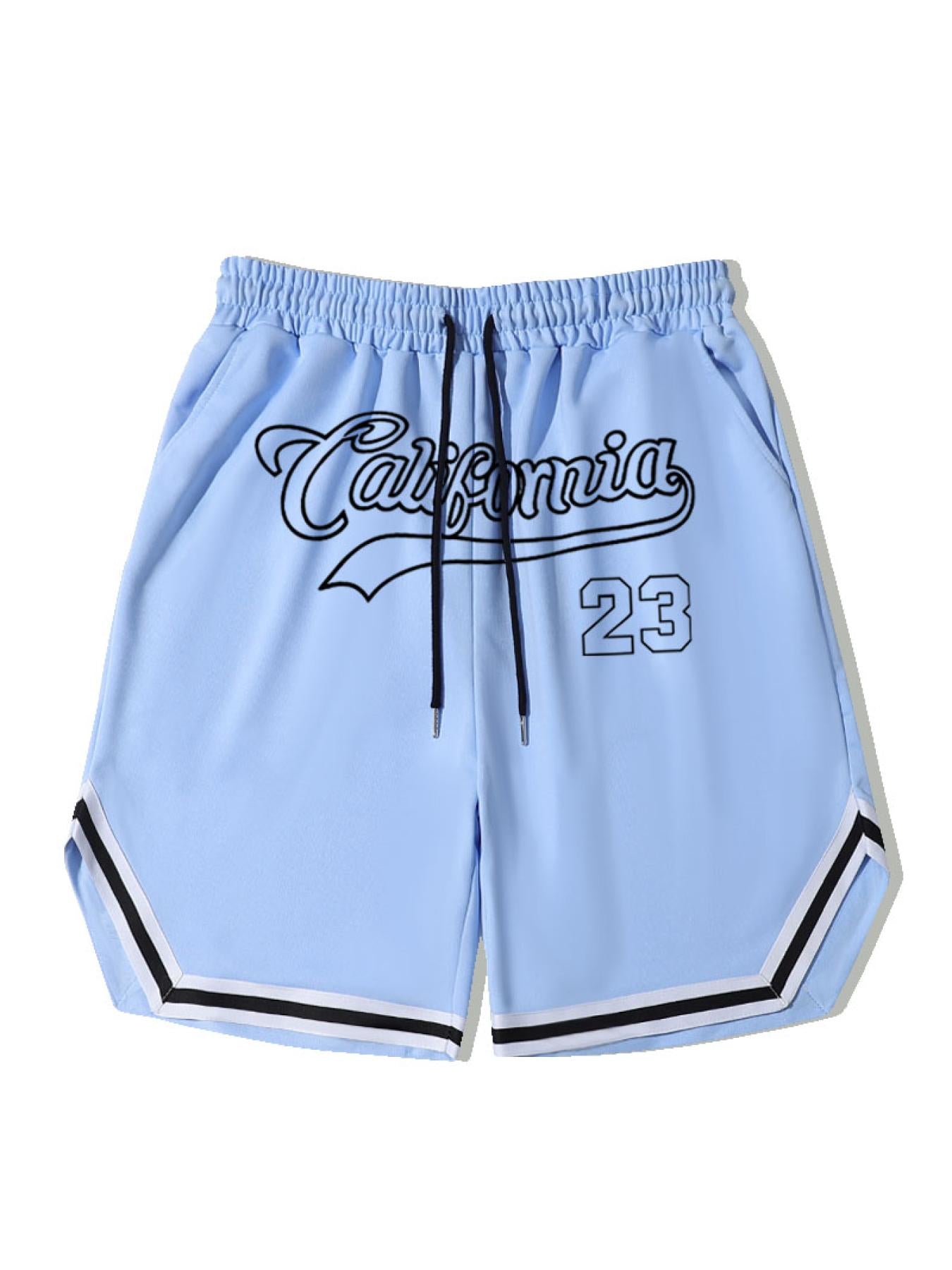 California 58 Solid Stripe Shorts Men's Comfy Elastic Waist Drawstring Shorts