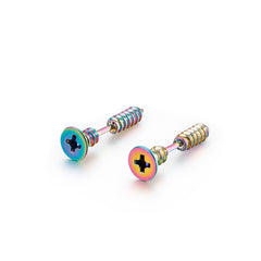 Stainless Steel Cross Screw Stud Earrings for Men