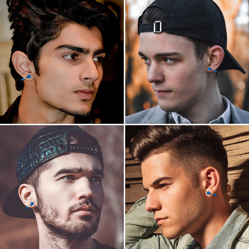 Stainless Steel Cross Screw Stud Earrings for Men