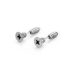Stainless Steel Cross Screw Stud Earrings for Men
