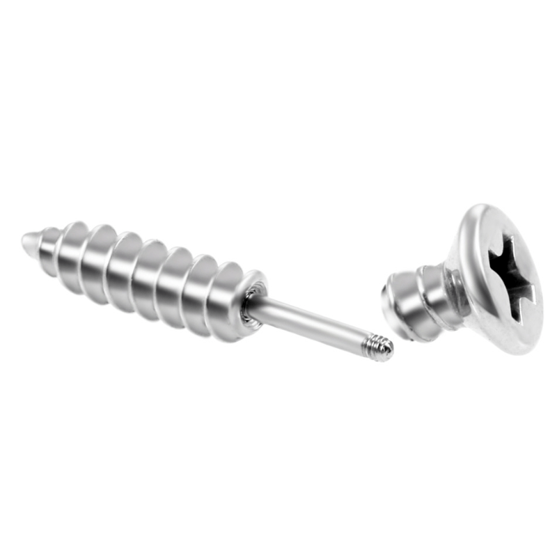 Stainless Steel Cross Screw Stud Earrings for Men