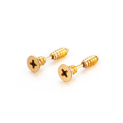 Stainless Steel Cross Screw Stud Earrings for Men