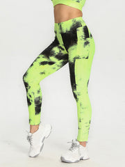 Tie Dye Honeycomb Yoga Leggings High Waist Hip Lifting Sports Pants