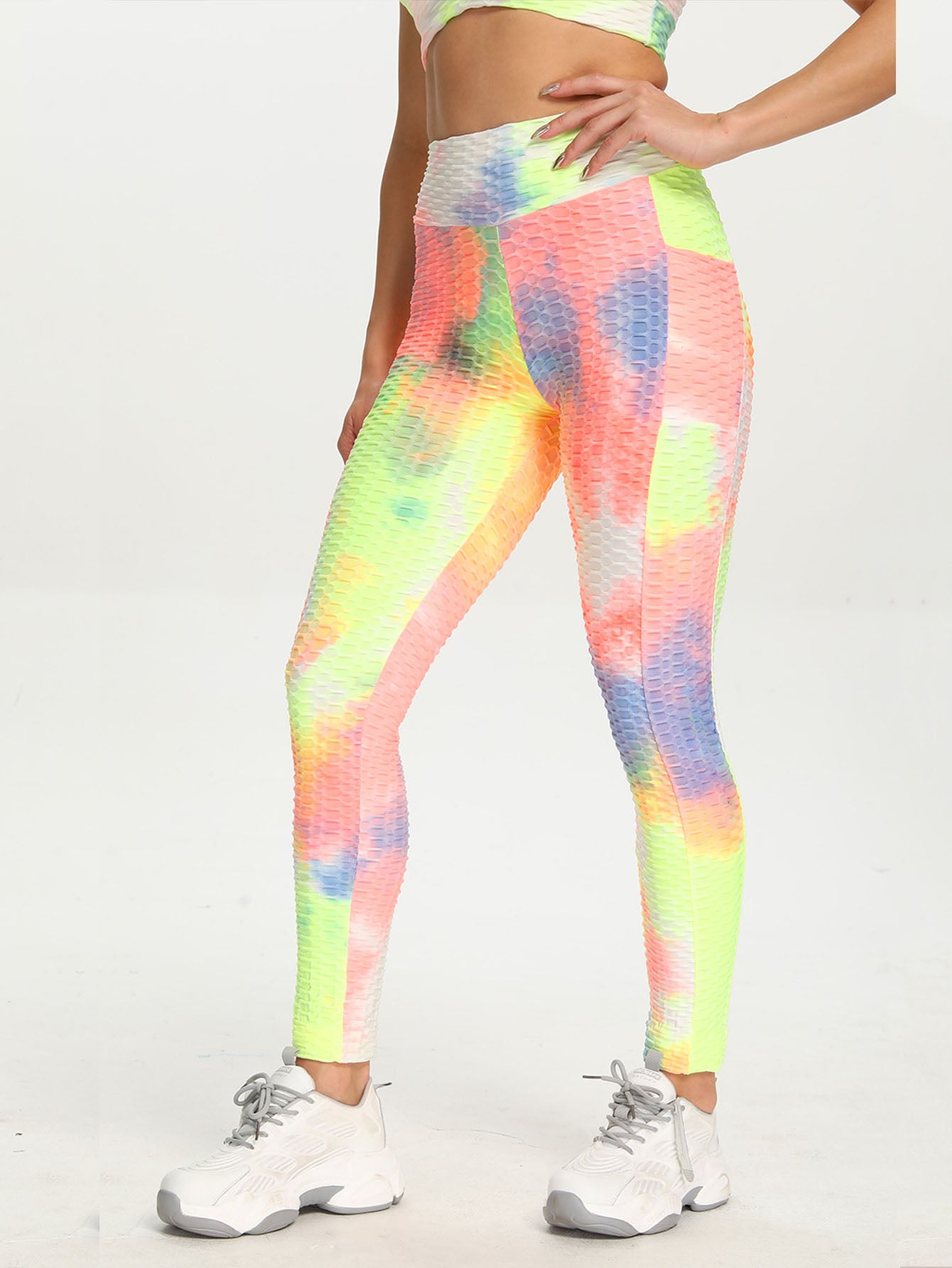 Tie Dye Honeycomb Yoga Leggings High Waist Hip Lifting Sports Pants