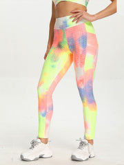 Tie Dye Honeycomb Yoga Leggings High Waist Hip Lifting Sports Pants
