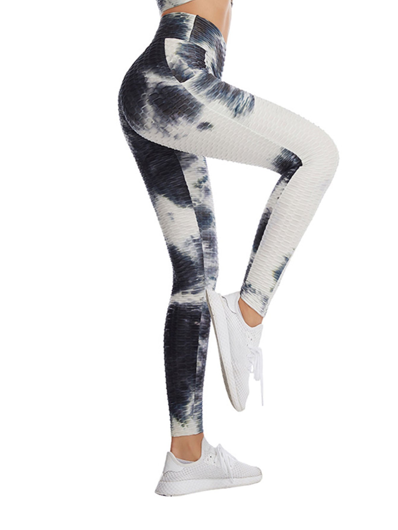 Tie Dye Honeycomb Yoga Leggings High Waist Hip Lifting Sports Pants