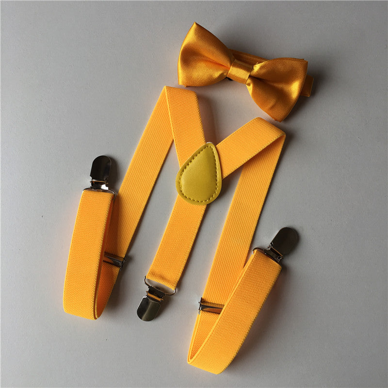 Kids Elastic Suspenders & Bow Tie Set Unisex Boy Girl Bowtie For Party Costume