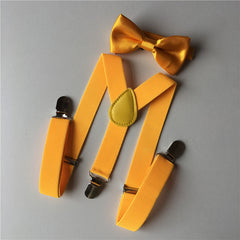 Kids Elastic Suspenders & Bow Tie Set Unisex Boy Girl Bowtie For Party Costume