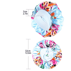 Flower Print Satin Bonnet Large Sleep Cap Hair Bonnets Stretchy Hair Cap