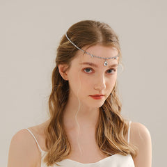 Rhinestone Head Jewelry Chain with Pendant for Women's Hair