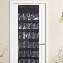 24 Grids Shoe Storage Bag Over the Door Shoe Organizer with 3 Hooks