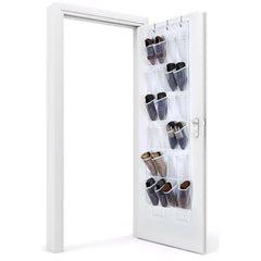 24 Grids Shoe Storage Bag Over the Door Shoe Organizer with 3 Hooks