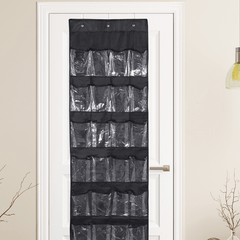 24 Grids Shoe Storage Bag Over the Door Shoe Organizer with 3 Hooks
