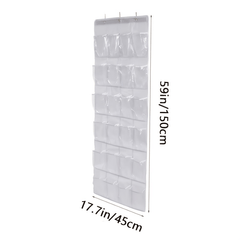 24 Grids Shoe Storage Bag Over the Door Shoe Organizer with 3 Hooks