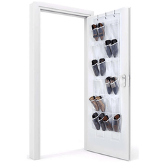 24 Grids Shoe Storage Bag Over the Door Shoe Organizer with 3 Hooks