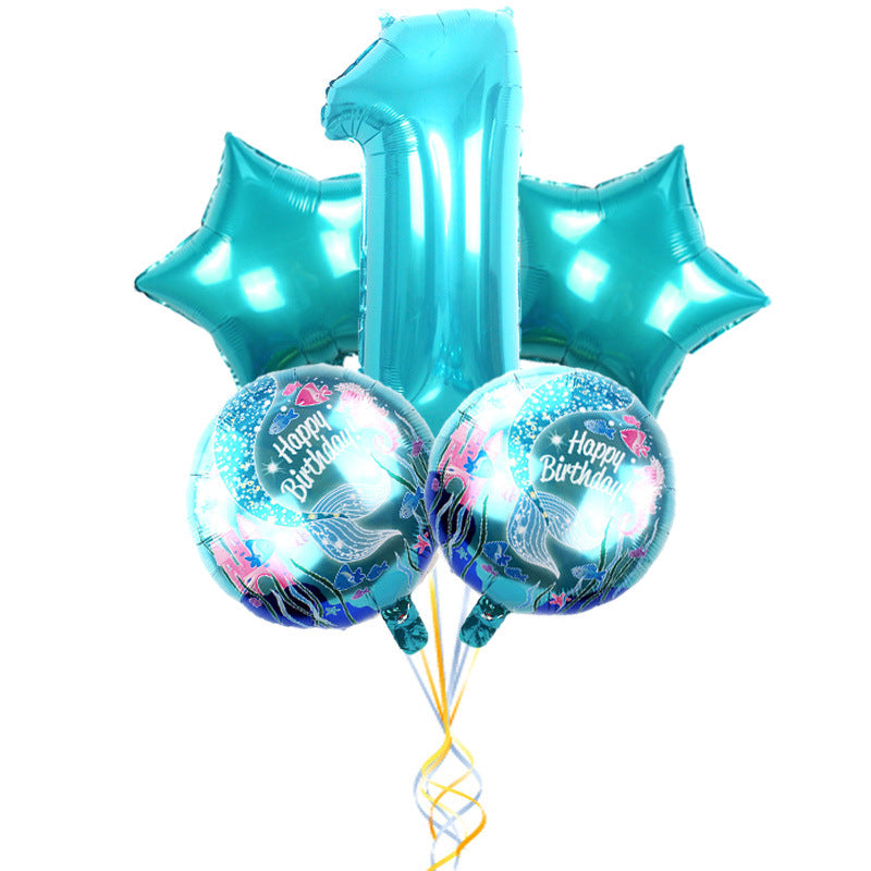 Mermaid Digital Balloon Set for Birthday Parties and Company Meetings